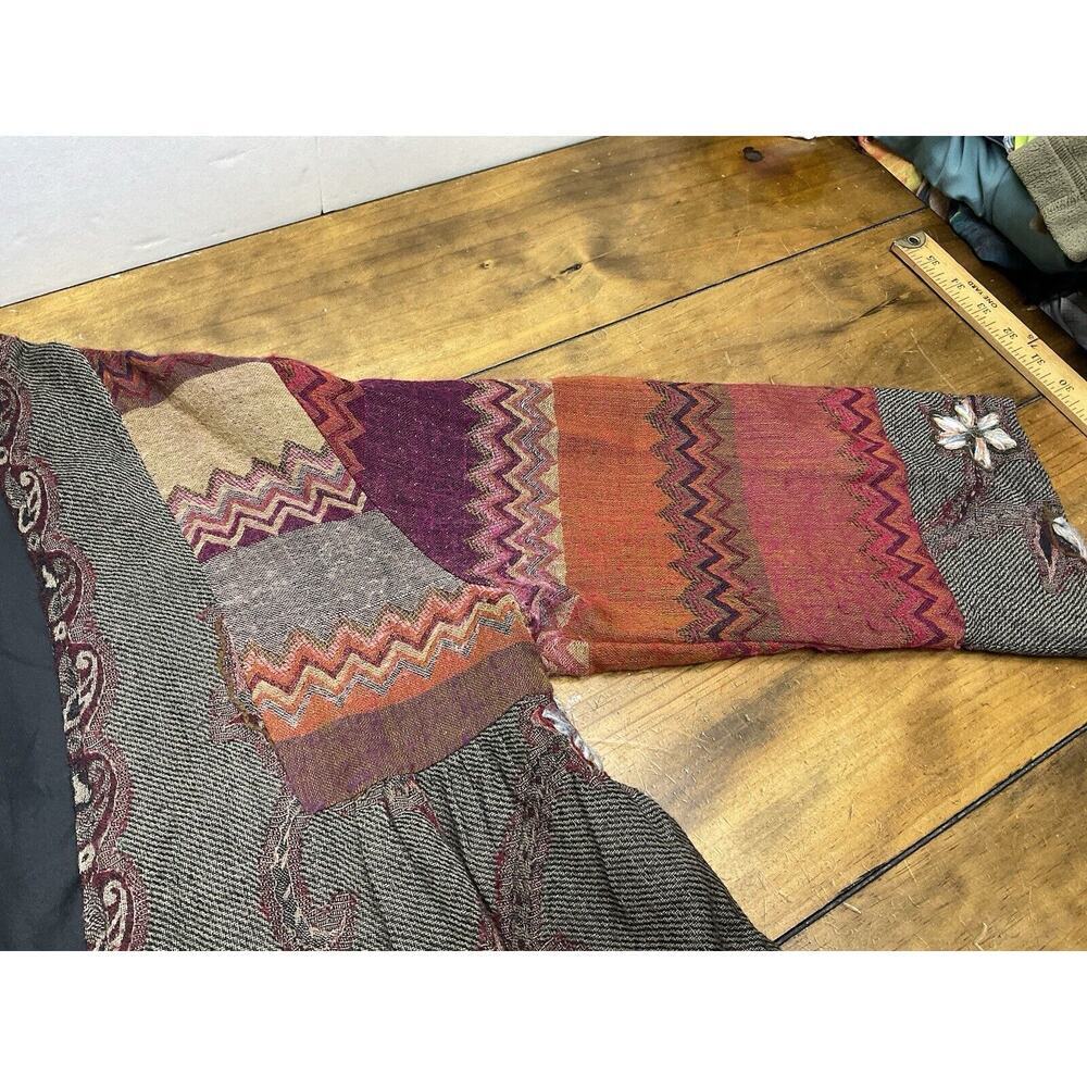 Soft Surroundings Embroidered Gray Sweater Jacket with Rust and Purple Accents - Picture 7 of 13